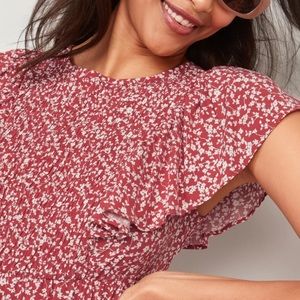Old Navy | Fit & Flare Flutter-Sleeve Tiered Smocked Midi Dress